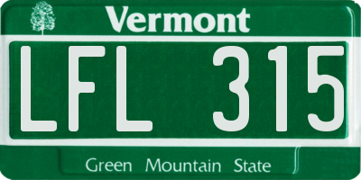 VT license plate LFL315