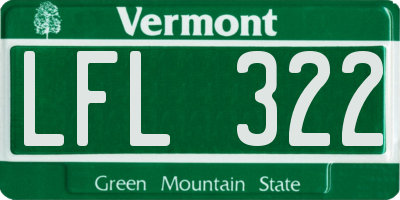 VT license plate LFL322