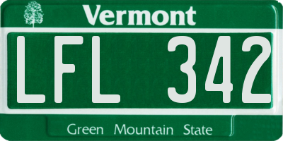 VT license plate LFL342