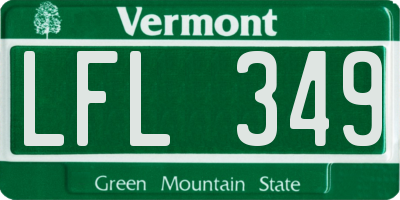 VT license plate LFL349