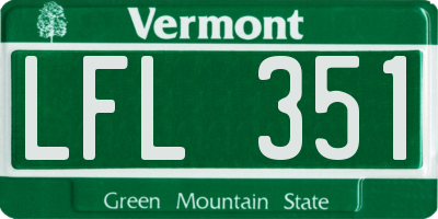 VT license plate LFL351