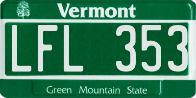 VT license plate LFL353