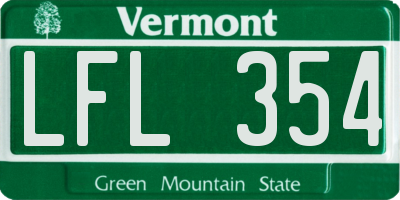 VT license plate LFL354