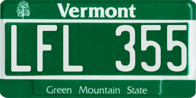 VT license plate LFL355
