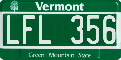 VT license plate LFL356