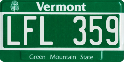 VT license plate LFL359