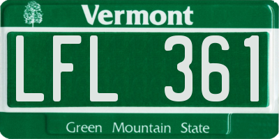 VT license plate LFL361