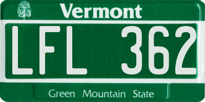 VT license plate LFL362