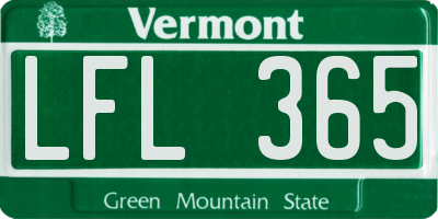 VT license plate LFL365