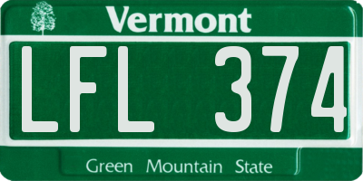VT license plate LFL374