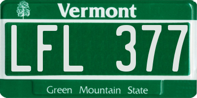 VT license plate LFL377