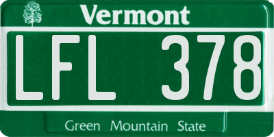 VT license plate LFL378