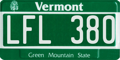 VT license plate LFL380