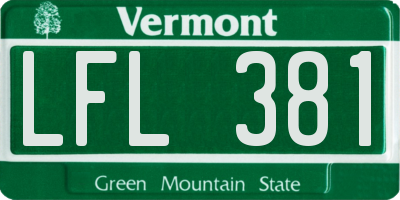VT license plate LFL381