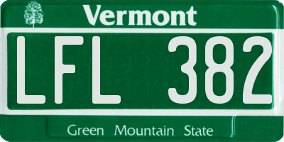 VT license plate LFL382