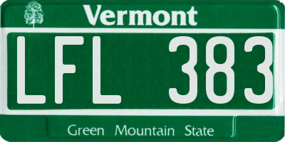 VT license plate LFL383
