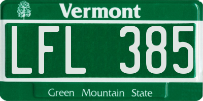 VT license plate LFL385