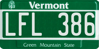 VT license plate LFL386
