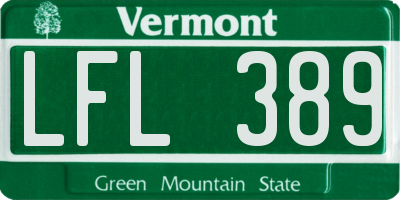 VT license plate LFL389