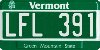 VT license plate LFL391