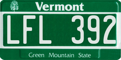 VT license plate LFL392