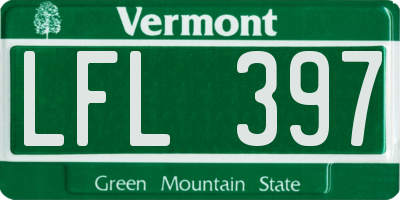 VT license plate LFL397