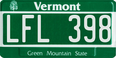 VT license plate LFL398