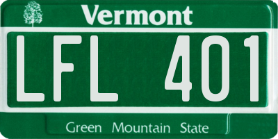 VT license plate LFL401