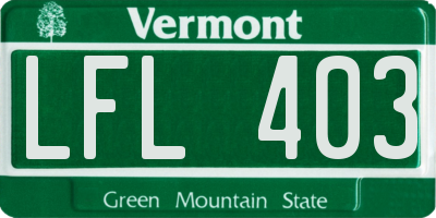 VT license plate LFL403