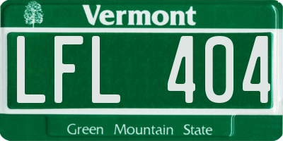 VT license plate LFL404