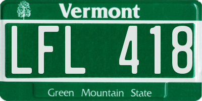 VT license plate LFL418