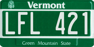 VT license plate LFL421