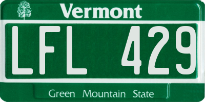 VT license plate LFL429