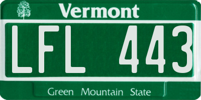 VT license plate LFL443