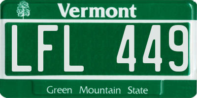 VT license plate LFL449