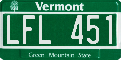 VT license plate LFL451