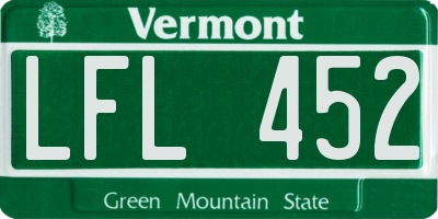 VT license plate LFL452