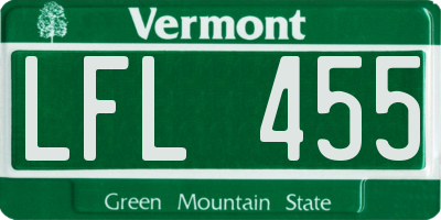 VT license plate LFL455