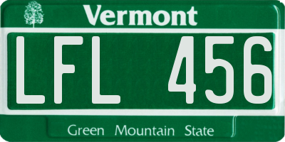 VT license plate LFL456