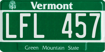 VT license plate LFL457