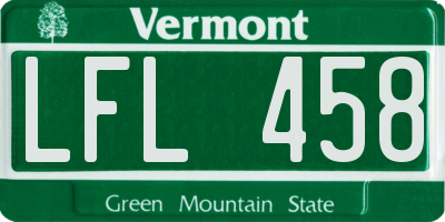 VT license plate LFL458