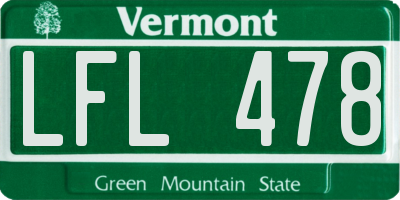 VT license plate LFL478