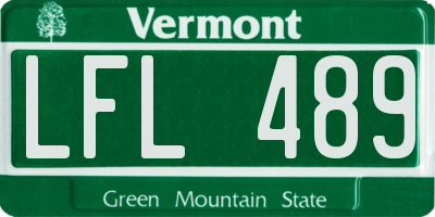 VT license plate LFL489