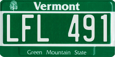 VT license plate LFL491