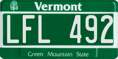 VT license plate LFL492