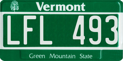 VT license plate LFL493