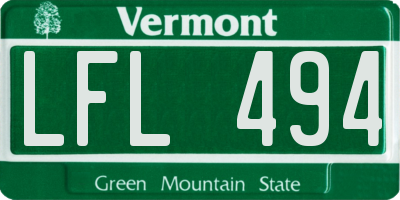 VT license plate LFL494