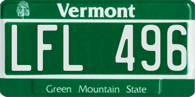 VT license plate LFL496