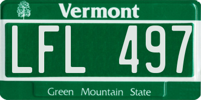 VT license plate LFL497