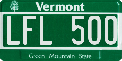 VT license plate LFL500